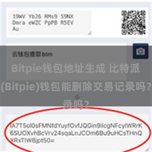 Bitpie钱包地址生成 比特派(Bitpie)钱包能删除交易记录吗？